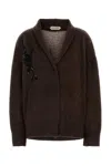 Alberta Ferretti Brown Wool Blend Cardigan In Brown