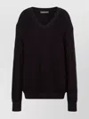 Alberta Ferretti Knitwear V-neckline Textured Ribbed Cuffs Hem In Black