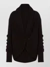 Alberta Ferretti Knitwear With Lace Detail And Shawl Collar In Brown