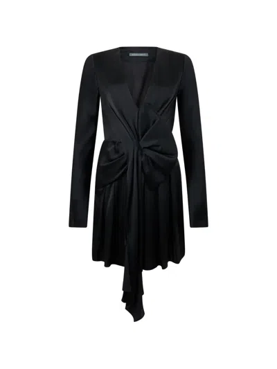 Alberta Ferretti Knot-detail Draped Mini Dress In Black