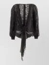 Alberta Ferretti Lace And Silk Blouse With Cut-out Sleeves In Black