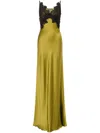 Alberta Ferretti Lace Applique Floor-length Dress In Green