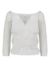 Alberta Ferretti Viscose Net Knit Top In White