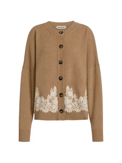 Alberta Ferretti Lace Cardigan In Neutral