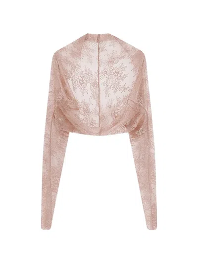 Alberta Ferretti Lace Cropped Jacket In Pink