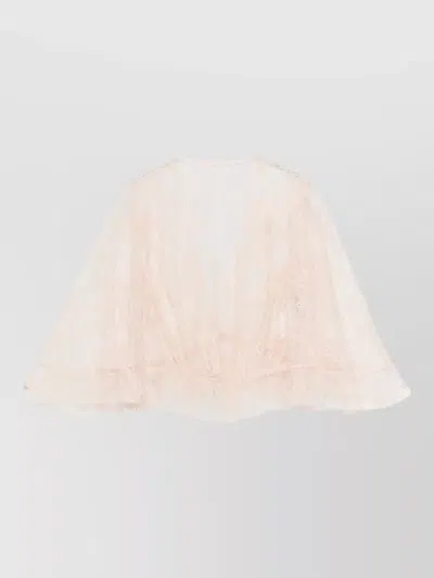 ALBERTA FERRETTI LACE CROPPED TOP SHEER FLARED SLEEVES DRAWSTRING