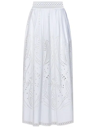 Alberta Ferretti Lace-detail High Waist Maxi Skirt In White