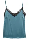 Alberta Ferretti Lace-detail Satin Top In 蓝色