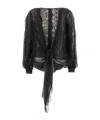 Alberta Ferretti Lace And Silk Blouse With Cut-out Sleeves In Black