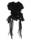 Alberta Ferretti Lace-fringed Silk Scarf In Black