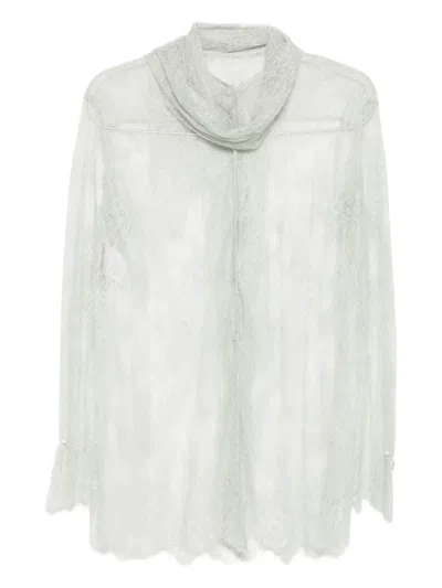 Alberta Ferretti Lace High-neck Top In White