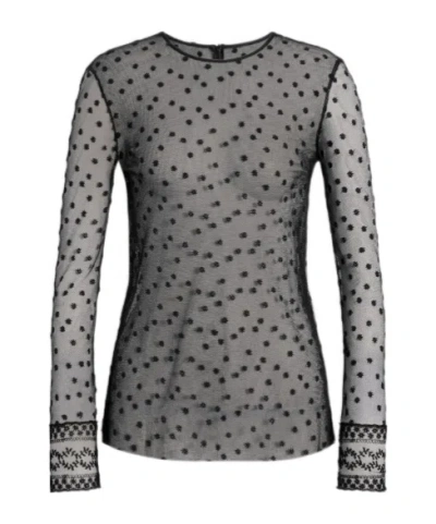 Alberta Ferretti Lace High-neck Shirt In Black