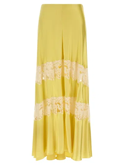 Alberta Ferretti Lace Insert Skirt Skirts Yellow