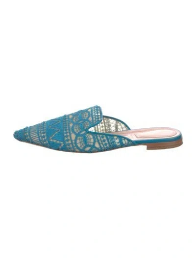 Pre-owned Alberta Ferretti Lace Lace Pattern Mules In Blue