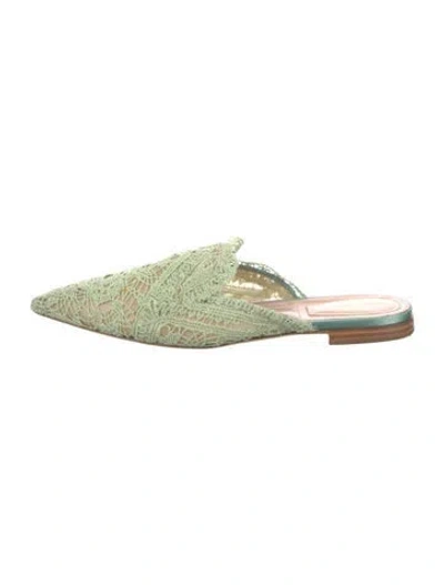 Pre-owned Alberta Ferretti Lace Lace Pattern Mules In Green