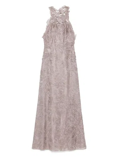 ALBERTA FERRETTI LACE LONG DRESS IN BEIGE
