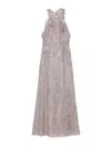 Alberta Ferretti Alberta Ferreti Macrame Foliage Long Dress In Silver