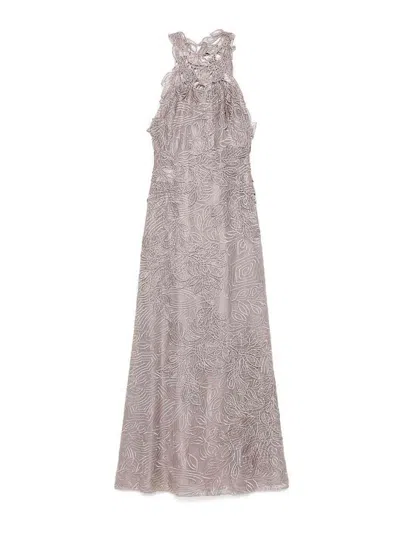 ALBERTA FERRETTI LACE LONG DRESS IN BEIGE