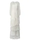 Alberta Ferretti I Live In Silk With Lace Inserts. In White
