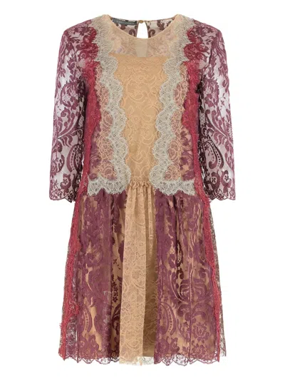 ALBERTA FERRETTI LACE MINI DRESS