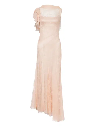 Alberta Ferretti Lace-overlay Dress In Orange