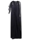 Alberta Ferretti Lace Paneled Long Skirt In Dark Blue
