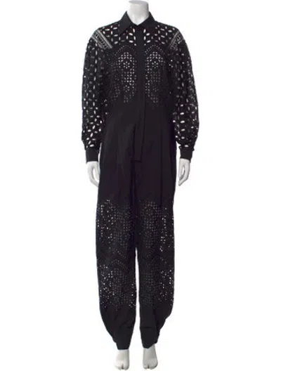 Pre-owned Alberta Ferretti Lace Pattern Jumpsuit In Black
