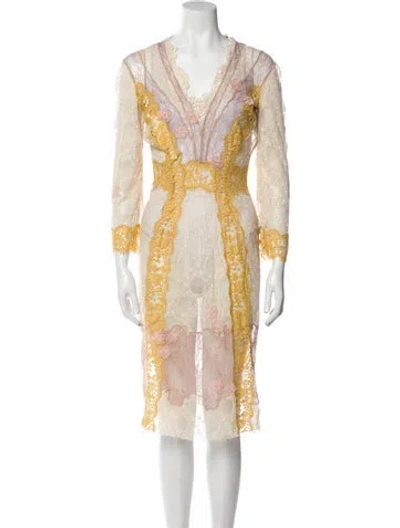 Pre-owned Alberta Ferretti Lace Pattern Knee-length Dress In Multi