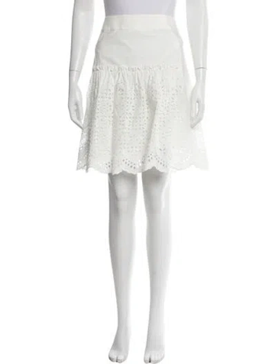 Pre-owned Alberta Ferretti Lace Pattern Knee-length Skirt W/ Tags In White