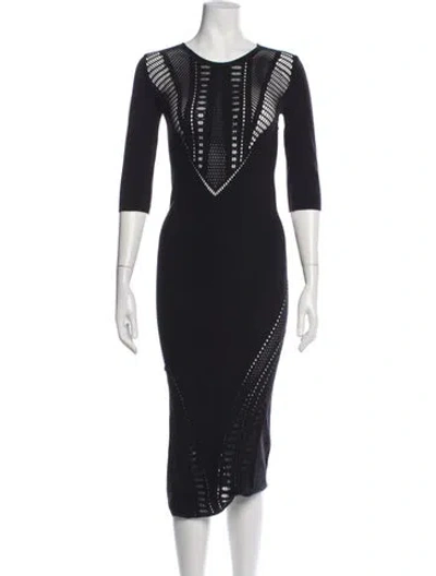 Pre-owned Alberta Ferretti Lace Pattern Midi Length Dress In Blue