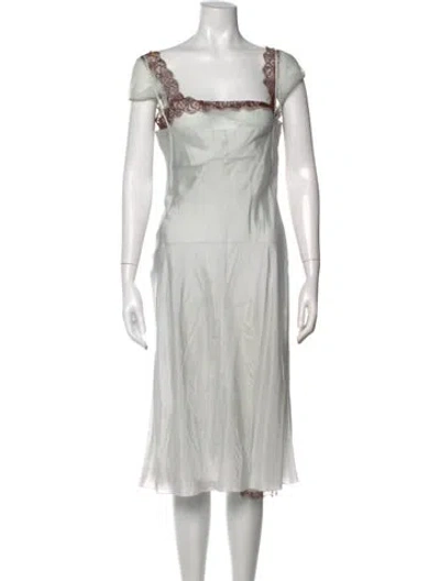 Pre-owned Alberta Ferretti Lace Pattern Midi Length Dress In Blue
