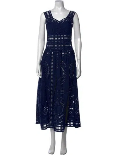 Pre-owned Alberta Ferretti Lace Pattern Midi Length Dress In Blue