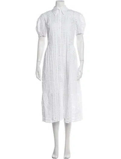 Pre-owned Alberta Ferretti Lace Pattern Midi Length Dress In Blue