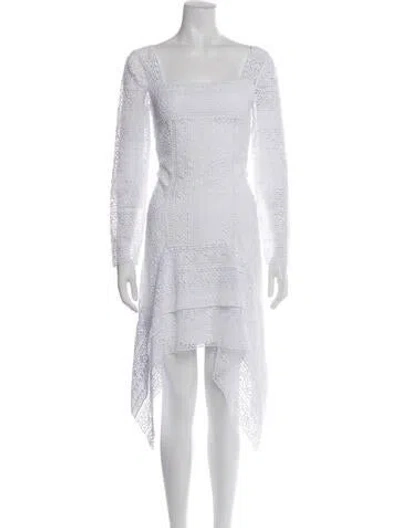 Pre-owned Alberta Ferretti Lace Pattern Midi Length Dress W/ Tags In White