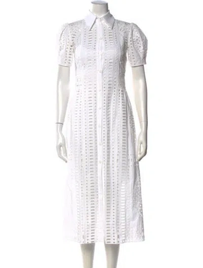 Pre-owned Alberta Ferretti Lace Pattern Midi Length Dress In White