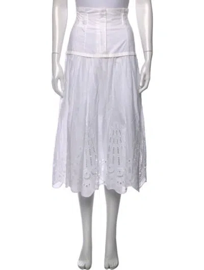 Pre-owned Alberta Ferretti Lace Pattern Midi Length Skirt In White