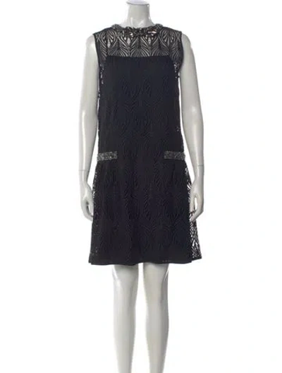 Pre-owned Alberta Ferretti Lace Pattern Mini Dress In Black