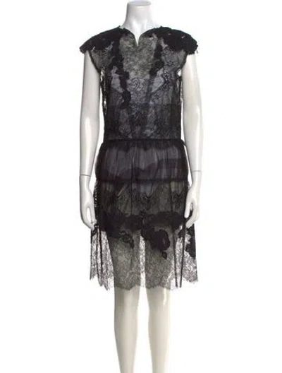 Pre-owned Alberta Ferretti Lace Pattern Mini Dress In Black