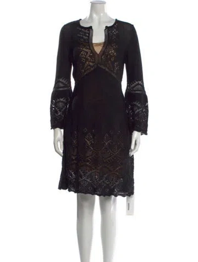 Pre-owned Alberta Ferretti Lace Pattern Mini Dress In Blue