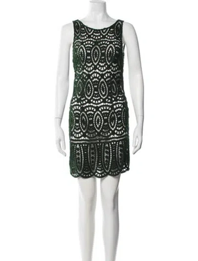 Pre-owned Alberta Ferretti Lace Pattern Mini Dress In Green