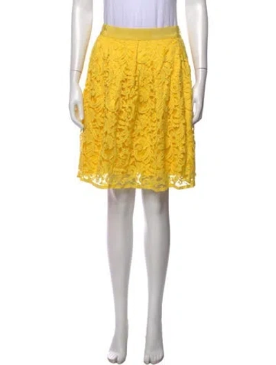 Pre-owned Alberta Ferretti Lace Pattern Mini Skirt In Yellow