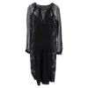 Alberta Ferretti Lace Pleated Midi Dress In Black Silk