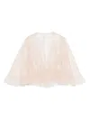 Alberta Ferretti Lace Cropped Top Sheer Flared Sleeves Drawstring In Neutral
