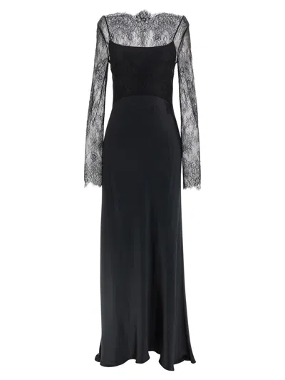 Alberta Ferretti Black Satin Long Dress