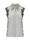 Alberta Ferretti Lace-trim Satin Shirt In Grigio