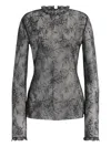 Alberta Ferretti Lace Sequin Blouse In Black