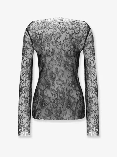 Alberta Ferretti Lace Shirt In Black