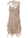 Alberta Ferretti Lace Short Dress In Beige In Beige