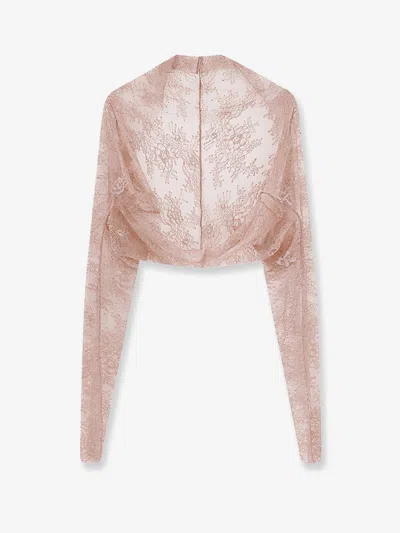 Alberta Ferretti Lace Shrug In Brown