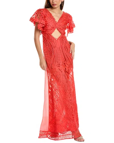 Alberta Ferretti Lace Silk Gown In Pink